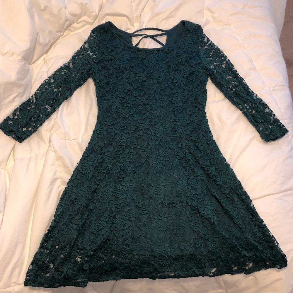 Dark Green Lace Dress